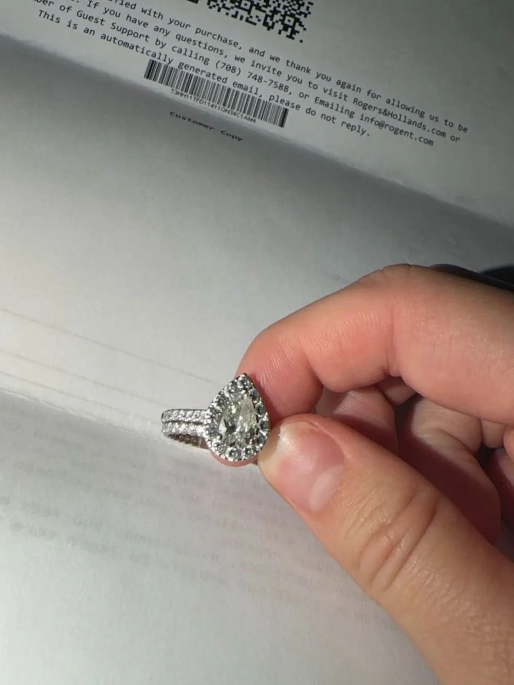Diamond Teardrop Halo Engagement Ring in Silver